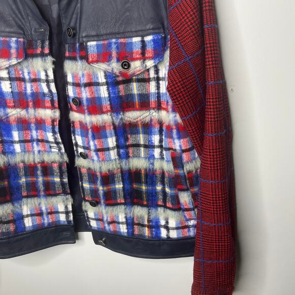 Desigual Women's Jacket Size Small Red Ingrid Trucker Jacket Tartan Plaid - Picture 4 of 9